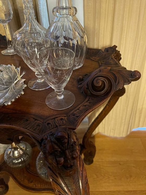 Image 1 of Mesa neorrenacentista con bandeja, italiana, siglo XIX, nogal macizo