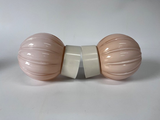 Image 1 of 2x Roze Thabur Plafondlamp Parel Crème Bakelieten Houder