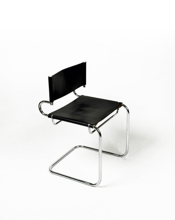 Image 1 of vintage “Terrj” stoel van chroom en leer van Luigi Saccardo voor Arrmet – Italië, jaren 70