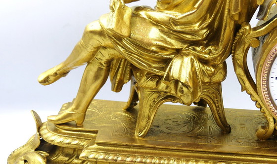 Image 1 of Orologio da mantello a pendolo francese vintage antico 1850-1900 Medaille de Bronze