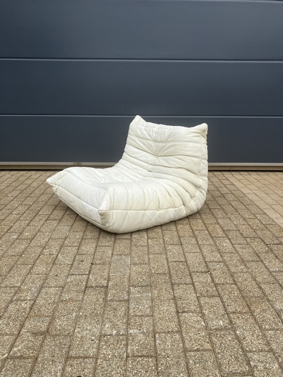 Image 1 of 100% autentico Ligne Roset Togo 1 posto, pelle bianco sporco '87
