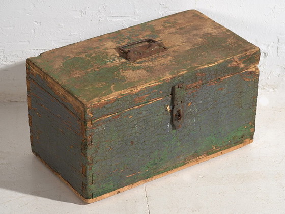 Cassa militare antica con patina verde (c.1910) #67 – Armadi contenitori, Rustic (photo 14 of 39)