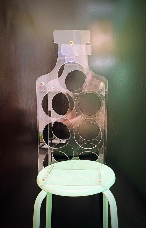 Portabottiglie vintage in plexiglass trasparente