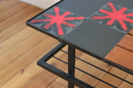 Image 1 of Tavolino vintage in teak e ceramica 1960