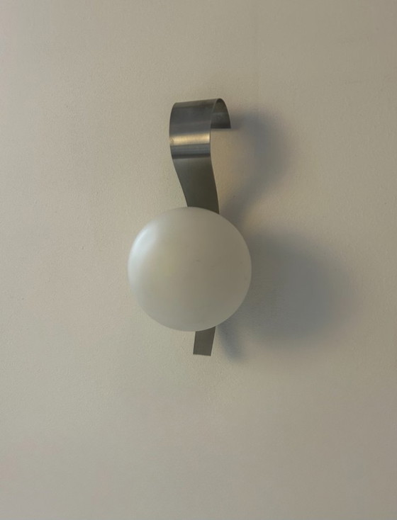 Image 1 of Applique vintage, vetro opalino e metallo spazzolato, Francia, 1960