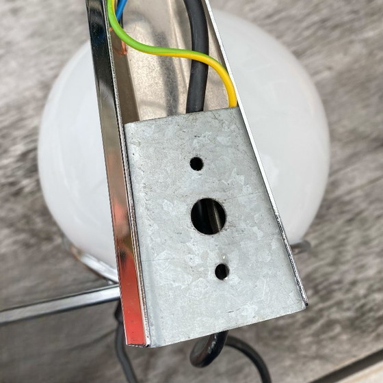 Image 1 of Targeti opaline glass globe and chrome metal wall light