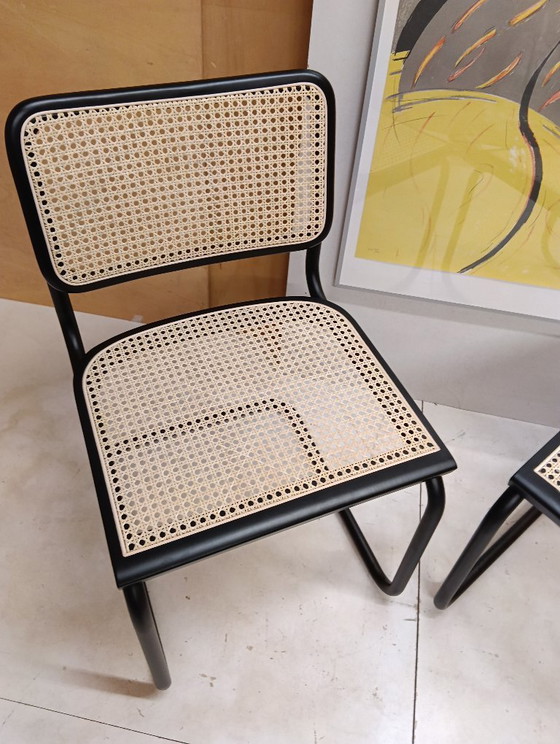 Image 1 of ALIVARMVSEVM 104. SET of 2 CESCA B32 Chairs (NEW) in Black Frame Limited Edition 