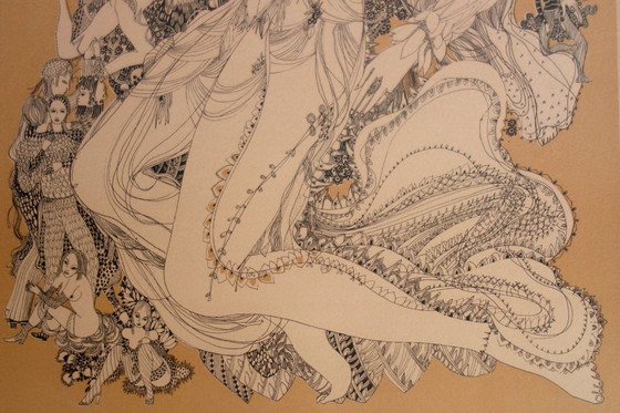 Image 1 of Lithograph by Françoise Muller, on Vellum Paper, 1970s