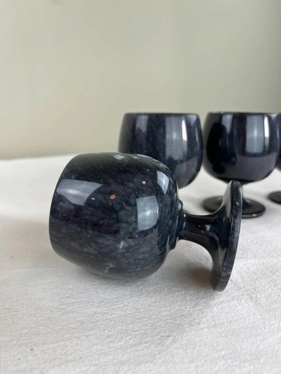 Zwarte marmeren vazen – Glazen & Karaffen, Marble, Vintage (photo 4 of 8)