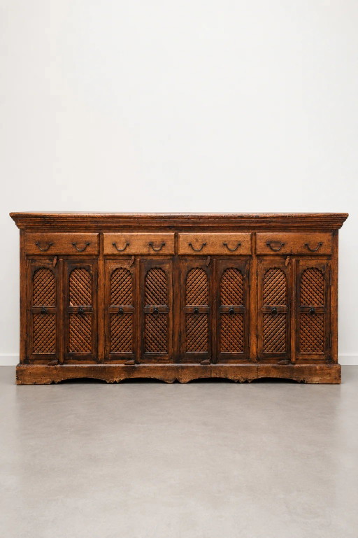 Antique Indian Sideboard with Lattice Doors