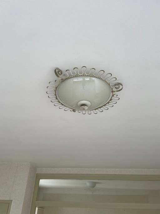 Unique vintage ceiling lamp from the 50s and 60s - glass shade