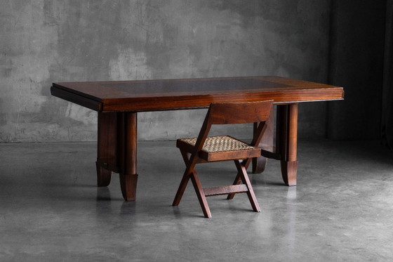 Image 1 of Art-Deco-Esstisch aus Parkett – 1930er Jahre