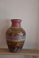 West Germany - Vaas - Vintage - paars - rood - bruin - Grote west germany vaas 