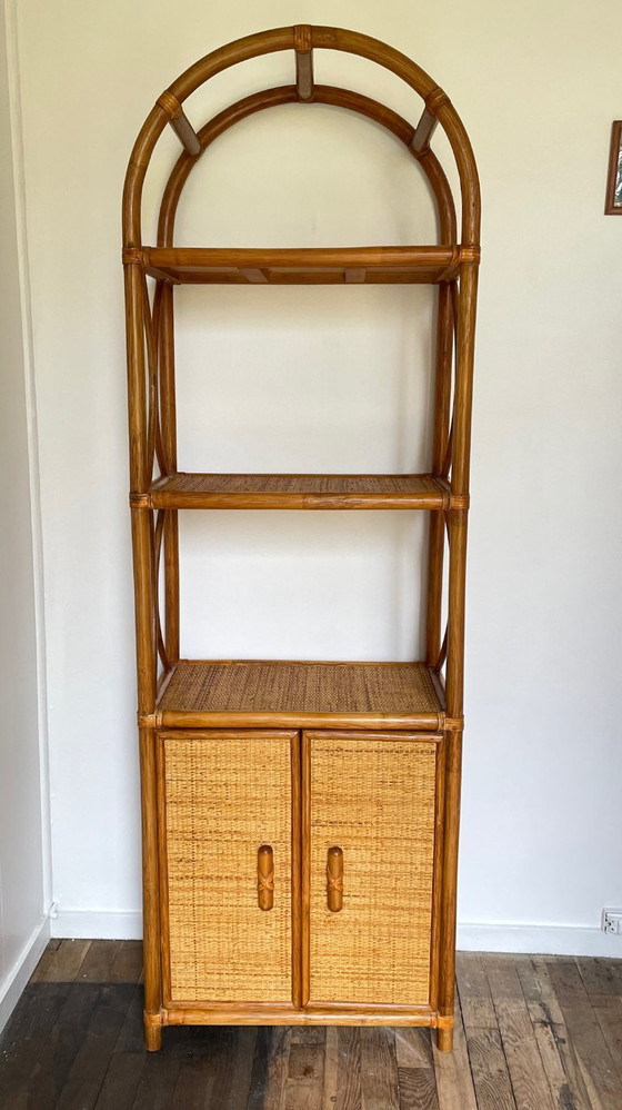 Image 1 of Vintage Wicker and Rattan Shelf