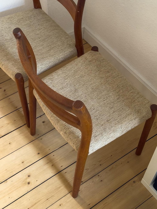 Vintage stoelen Niels Möller teak model 84 Mid Century Deens jaren 70
