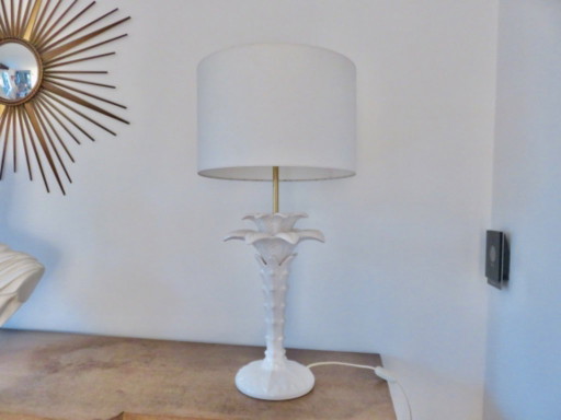 Rare Large "Palm Tree" Lamp, Italy, White Ceramic, 1960