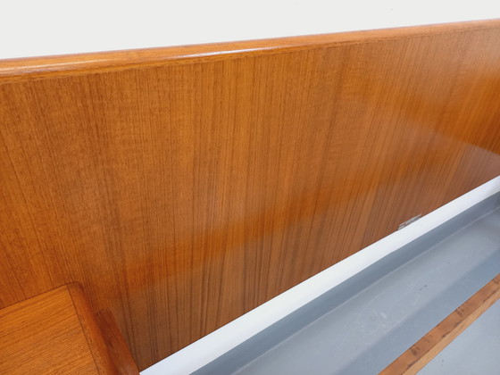 Image 1 of Scandinavian-style vintage double bed in teak by designers Tricoire and Vecchione for the "Meubles TV Paris" brand in the 1960s.