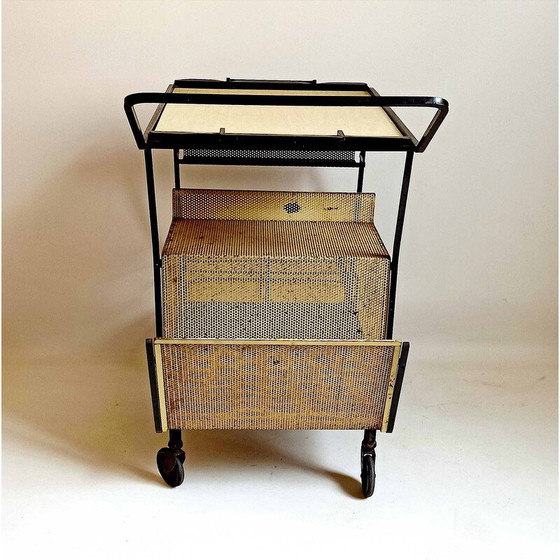 Image 1 of Vintage gele formica trolley van Mathieu Matégot, 1950