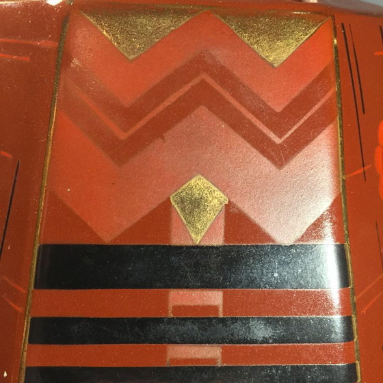 Art Deco Geometric Modernist Earthenware Pottery Vase from Saint Ghislain, 1935 (photo 4 of 12)