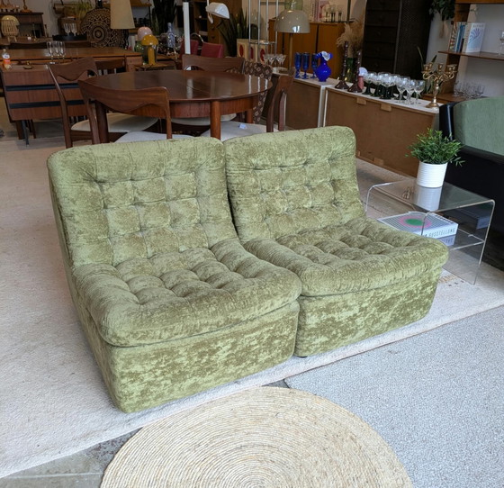 Vintage, Retro set di 2 divani modulari lounge. – Velluto (photo 9 of 13)