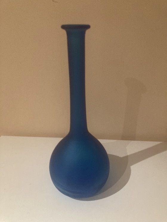 Image 1 of Vintage Azure Frosted Glass Vase