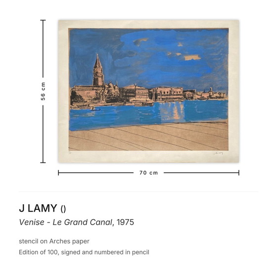 Image 1 of J LAMY Venise – Le Grand Canal Signierte Schablone 1975
