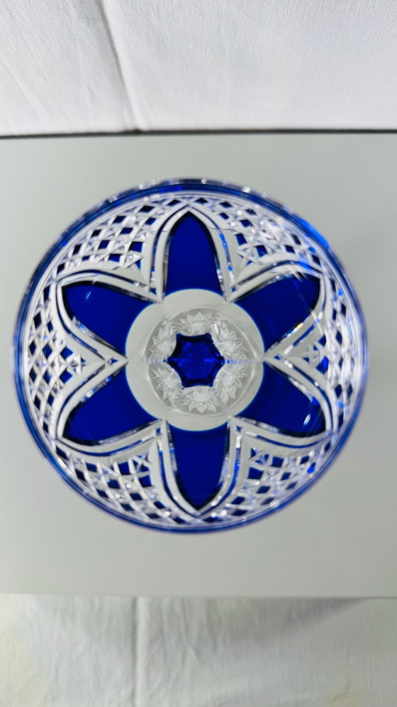 Antico Bicchiere Römer Art Nouveau Sovrapposto Josephinenhütte, Bicchieri e caraffe, Cristallo, Vetro, Blu (foto 3 di 5)