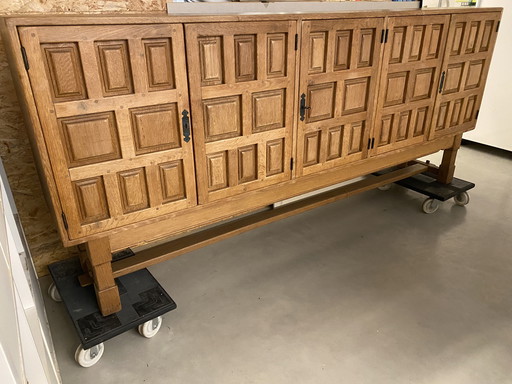Brutalist full oak cabinet