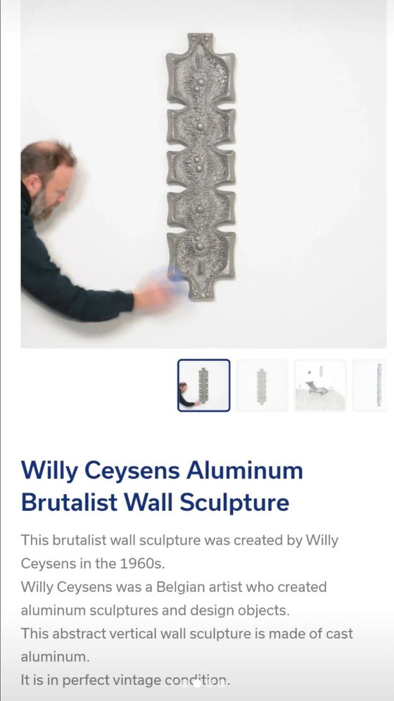 Bildhauerei Wandkunst brutalistisch Willy Ceysens 1960 – Aluminium (photo 10 of 10)