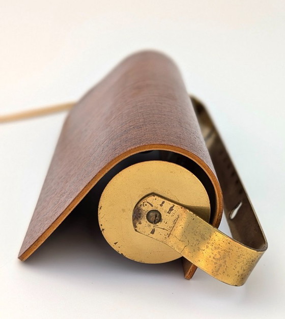 Image 1 of Lampada da lettura svedese da parete in teak e ottone anni '50
