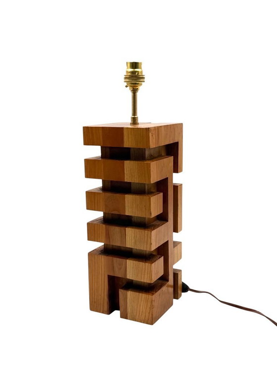 Image 1 of Hollywood-Regency-Tischlampe aus Holz, Frankreich, 1970er Jahre