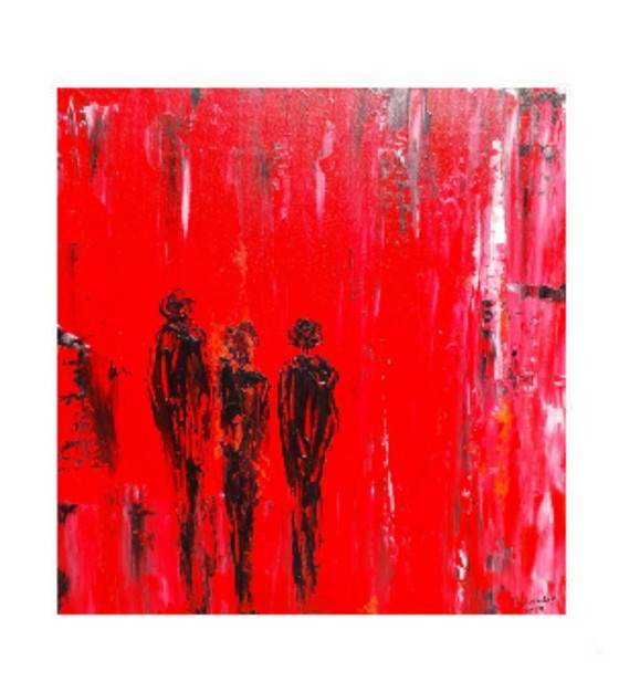 Image 1 of Abstract painting red