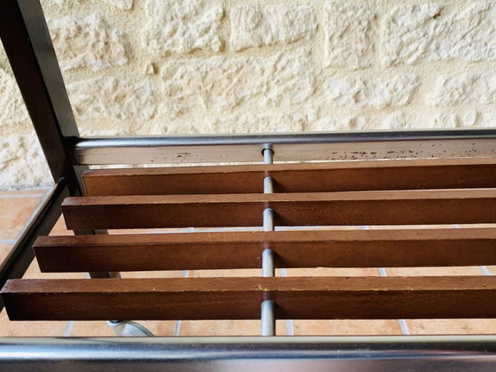 Image 1 of Vintage Glass and Brushed Metal Side Table on Wheels from Zuenelli, 1960s