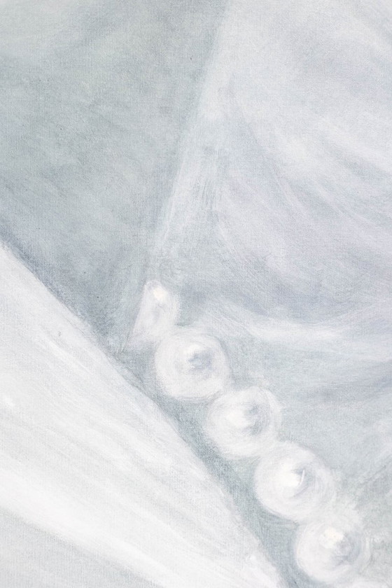 Image 1 of Evelyne Baget Détail peint d’un portrait de jeune femme. Contemporain