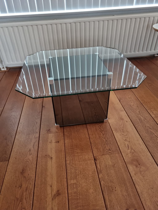 Glass cube mirror coffee or side table
