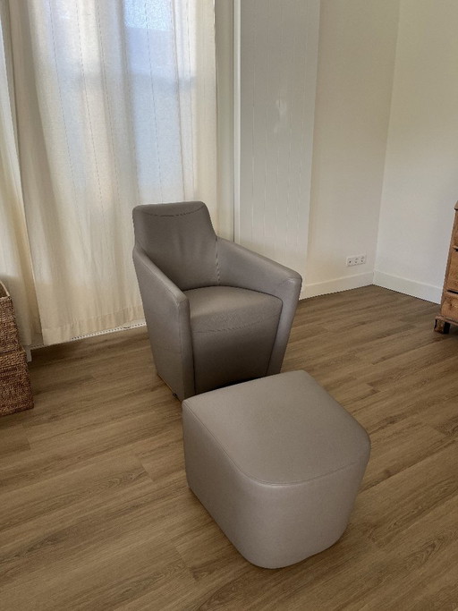 Sillón de piel Leolux con otomana original – Senso Mist – fauteuils, Leather