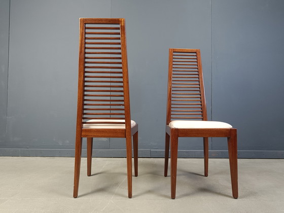 Image 1 of Ensemble de 8 chaises de salle à manger italiennes à haut dossier, années 1980