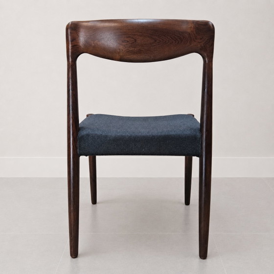3x Vintage Danish Dyrlund Chairs Rosewood Reupholstered (Scandinavian Design) Mid Century – Dining chairs (photo 5 of 15)