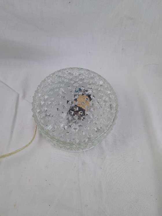 Image 1 of Vintage RZB Bubble Glass Ceiling Light 1970s - Industrial Wall Sconce Flush Mount German Design Opaline Textured Diffuser