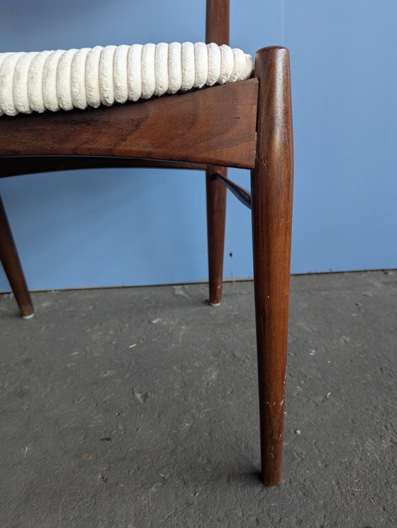Image 1 of Midcentury Deense teak stoel- nieuwe boucle stof