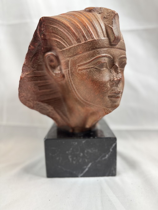 Louvre reproduction - Head of King Amenhotep II - on marble pedestal