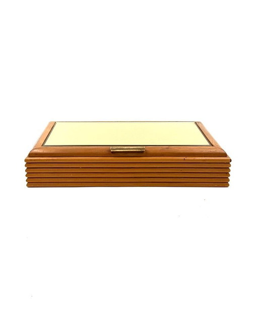 Mid-century grissinato wood jewelry box, Fontana Arte Italy 1960