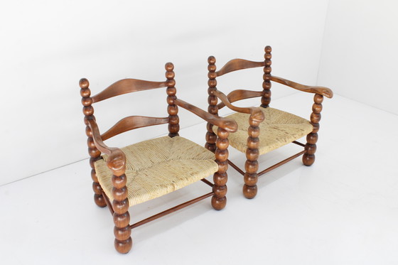 Image 1 of Fauteuils vintage en fuseau Charles Dudouyt 1940s