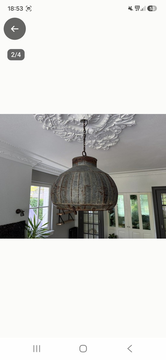 Splendida Lampada Brocca d'Acqua Indiana, Industriale, Originale e Autentica! – Lampade a sospensione (photo 4 of 7)