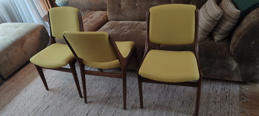 4 Vintage-Cocktailstühle, 1960er Jahre, skandinavischer Stil – eetkamerstoelen, Textile, Wood (photo 2 of 5)