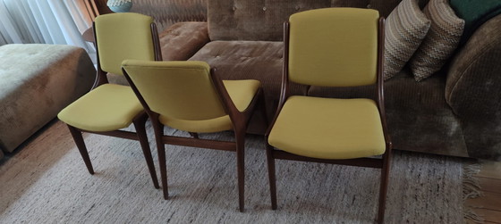 4 Vintage Cocktailstoelen, Jaren 60, Scandinavische Stijl – Eetkamerstoelen, Textile, Wood (photo 2 of 5)