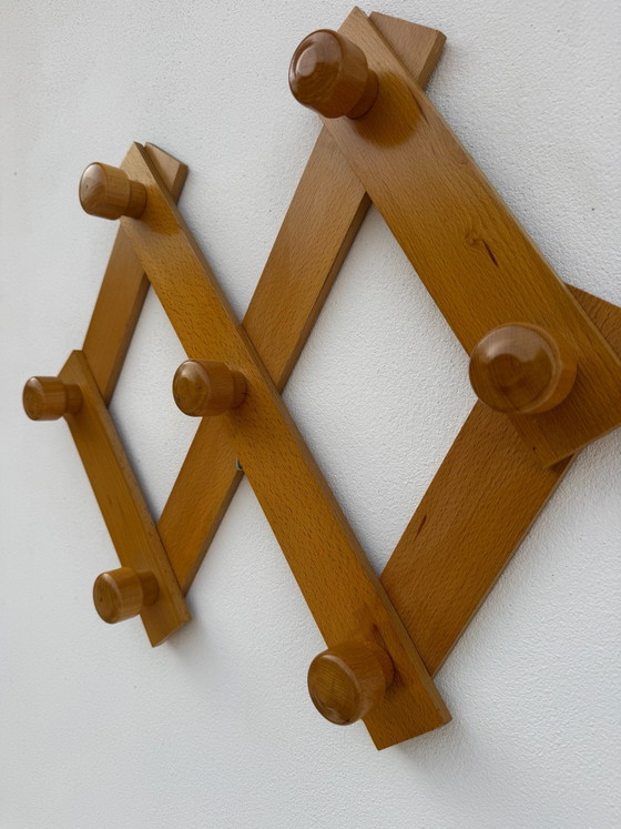 Appendiabiti vintage a fisarmonica da parete, Legno, Dorato (foto 4 di 15)