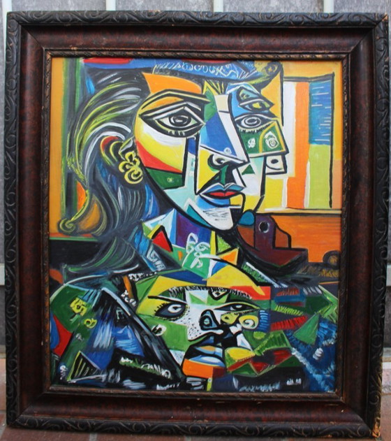 Image 1 of 1970s Cubist Oil Painting