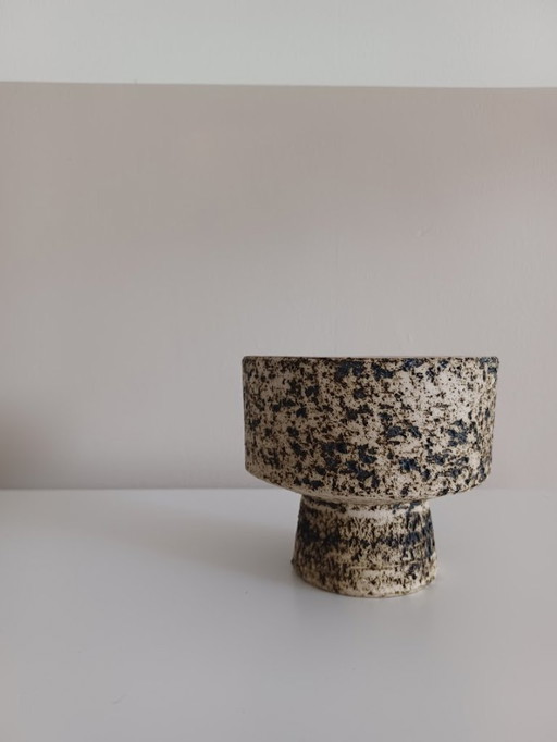 2x Vintage ('50s) écorce de bouleau, céramique hollandaise. Bol et vase. Duo unique. Style Pieter Groeneveldt.