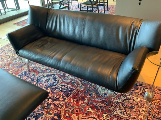 Divano a 3 posti Leolux Devon con poggiapiedi